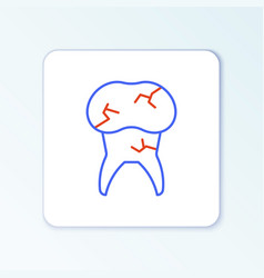 Line Tooth With Caries Icon Isolated On White