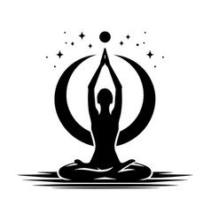 Yoga Meditation Silhouette On White Background