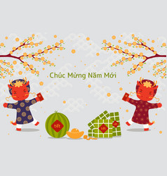 2024 Vietnamese New Year Tet Cute Dragons Design