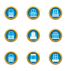 Glass Factory Icons Set Flat Style