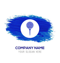 Golf Ball Icon - Blue Watercolor Background