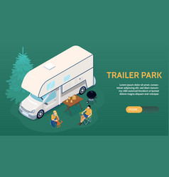 Isometric Trailer Park Horizontal Banner