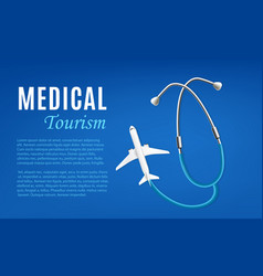 Medical Tourism Banner Template With Plane