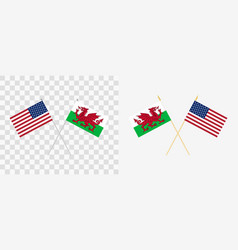 Usa And Wales Crossed Flags Pennon Angle 28