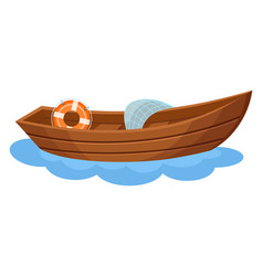 Fisherman Boat Cartoon Icon River Wooden Ship