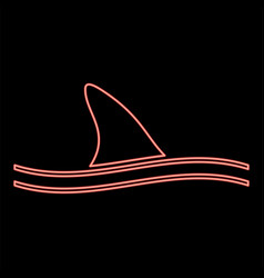 Neon Fin Of Shark Red Color Flat Style Image