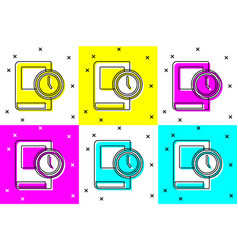 Set Time For Book Icon Isolated On Color