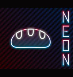 Glowing Neon Line Bread Loaf Icon Isolated On