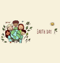 Happy Earth Day - Hand-drawn Cartoon Banner