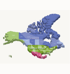 United States Canada And Mexico 3d Isometric