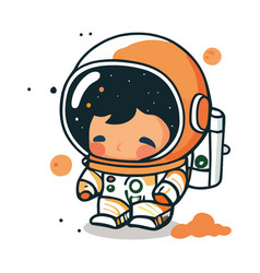 Cute Child In Space Suit Draws Spaceship