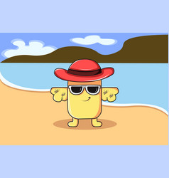 Cute Little Chick In The Beach Cartoon