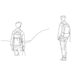 Male Person Nature Backpack Walking Back