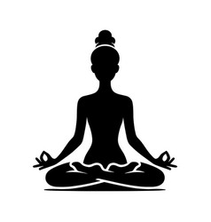 Yoga Meditation Silhouette On White Background