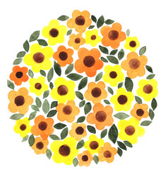 Orange And Yellow Color Bunch Of Flower Watercolor