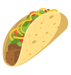 Taco Icon Mexican Fast Food Cartoon Fajitas