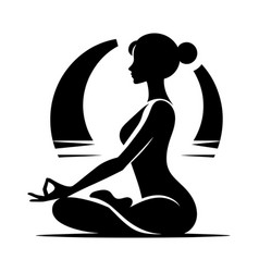 Yoga Meditation Silhouette On White Background