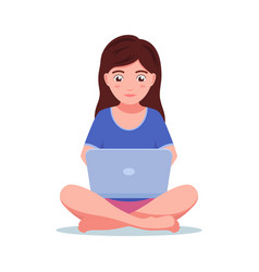 Girl Sitting With Her Laptop