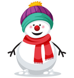 Snowman Wearing Scarf And Hat