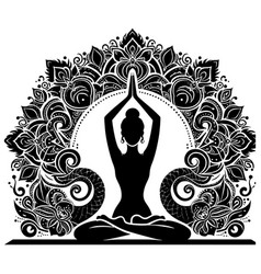 Yoga Meditation Silhouette On White Background