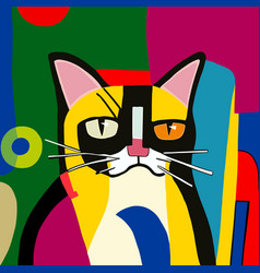 Abstract Cubist Grumpy Cat Portrait