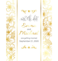 Floral Wedding Invitation Golden Elegant Card