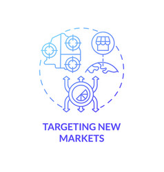 Targeting New Markets Blue Gradient Concept Icon