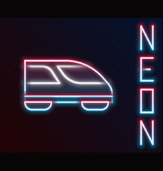 Glowing Neon Line High-speed Train Icon Isolated