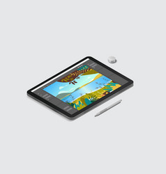 Graphic Tablet With Beautiful Landscape Wallpaper