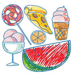 Set Of Food Scribble Style