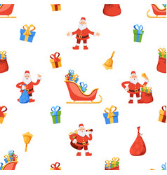 Seamless Pattern Featuring Santa Claus With Bag