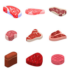 Steak Icons Set Isometric Style