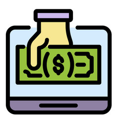 Fraud Atm Money Icon Color Outline