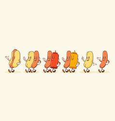 Groovy Hotdog Retro Character Set