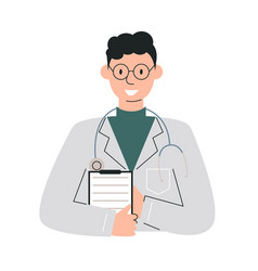 Male Doctor With Stethoscope And Clipboard