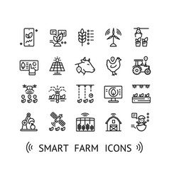 Smart Farm Sign Black Thin Line Icon Set