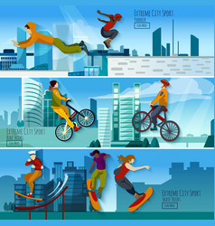 Extreme City Sport Flat Banners Set