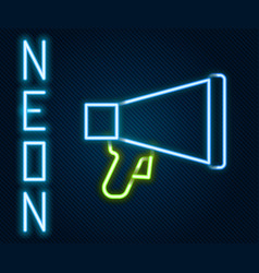 Glowing Neon Line Megaphone Icon Isolated On Black