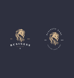 Golden Lion Head Logo On Dark Background