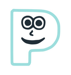 Letter P Happy Eccentric Smiling Character Smiley