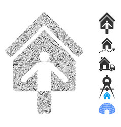 Line Collage House Owner Wellcome Icon