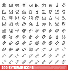 100 Extreme Icons Set Outline Style