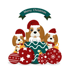 Christmas Theme Beagle Wearing Santa Cap Hat