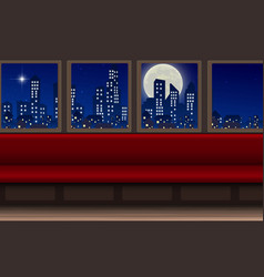 Landscape City In Train In Night