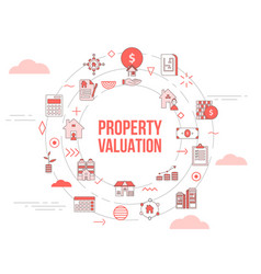 Property Valuation Concept With Icon Set Template