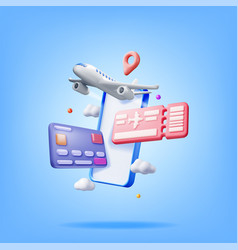 3d Airline Ticket Airplane And Phone