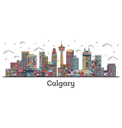 Outline Calgary Canada City Skyline With Color