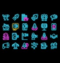 Air Raid Icons Set Neon