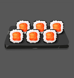 Broken Stone Plate With Set Of Sushi Rolls