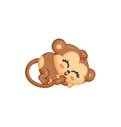 Cute Baby Monkey Sleeping Kawaii Cartoon